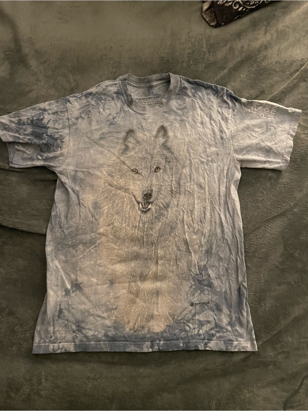 The Mountain Wolf Tie Dye Graphic Tee Medium Y2K Nature Animalcore Grunge